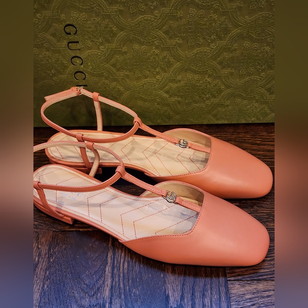 $750 Brand New Gucci Nappa Charlotte Leather Women's Sandals Sz EU 37 US 7 - Picture 5 of 8
